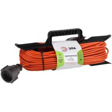 удлинитель на рамке ЭРА 50м 1-местный б/з 16А IP20 2х1,5мм ПВС оранжевый