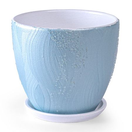 горшок керамический с поддоном Фрост 1,4л d15 h13см  серо-голубой