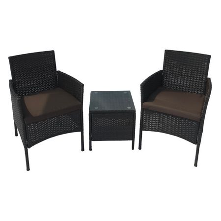 набор мебели искусственный ротанг 3 предмета темно-коричневый