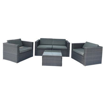 набор мебели искусственный ротанг 4 предмета темно-серый