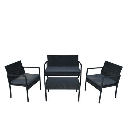набор мебели искусственный ротанг 4 предмета черный