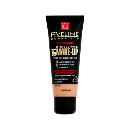 Крем тональный для лица EVELINE ART PROFESSIONAL MAKE-UP 3 в 1 ультрастойкий тон пастельный