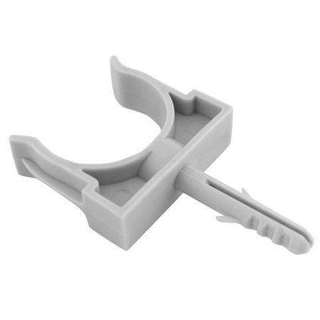 клипса для крепления труб D32мм с дюбелем 10шт. ПВХ серый