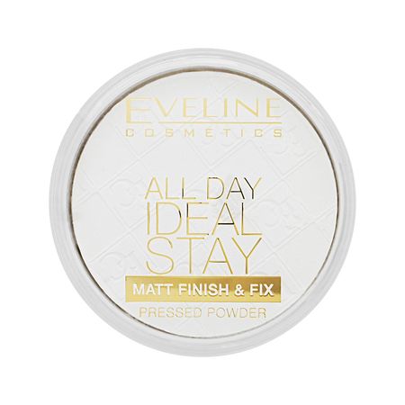 Пудра компактная для лица EVELINE ALL DAY IDEAL STAY матирующая бесцветная