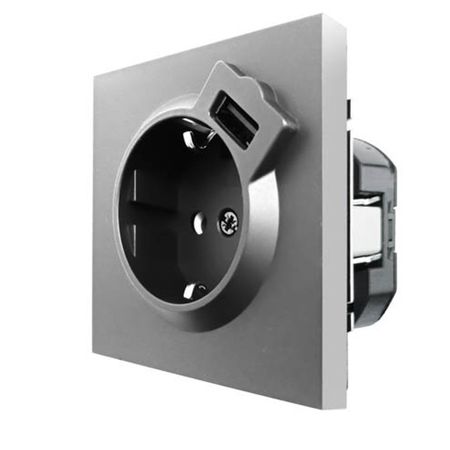 розетка 1 пост LEZARD Zima с/з + USB разъём серый матовый времена года весна иллюстративно демонстрационный материал для образовательной деятельности с детьми 5 7 лет