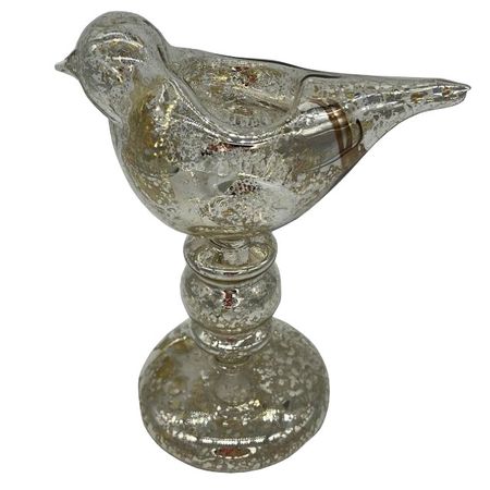 подсвечник MAXIJOY Птичка 15х10х20см стекло серебряный