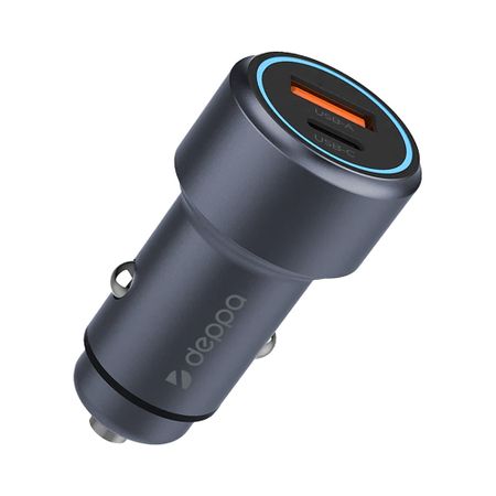 Автомобильное зарядное устройство Deppa (11220) Car Charger USB/Type-C 48W (серый)