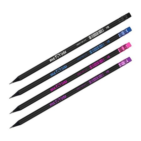 карандаш ч/г MESHU Black Style HB с ластиком в асс-те карандаш colorful style violet чернографитный hb