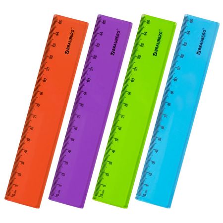 линейка BRAUBERG Fruity 15см пластик в асс-те