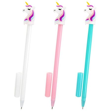 ручка шариковая ЮНЛАНДИЯ Единорожка 0,35мм с топпером синий