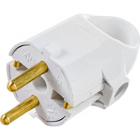 вилка штепсельная РЕАЛЬНАЯ ЭЛЕКТРИКА В16-008 с/з с кольцом белый