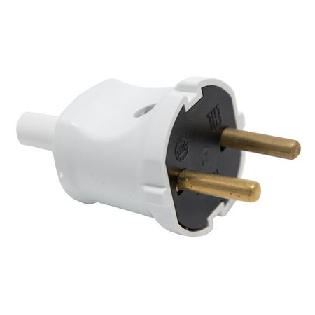 вилка штепсельная РЕАЛЬНАЯ ЭЛЕКТРИКА 6А IP20 б/з пластик АВС белый