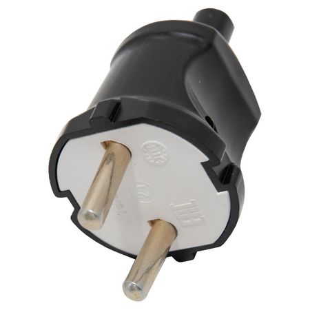 вилка штепсельная РЕАЛЬНАЯ ЭЛЕКТРИКА 6А IP20 б/з пластик АВС черный