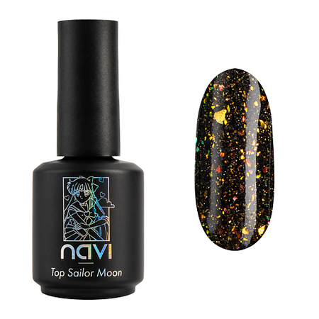 Верхнее покрытие для ногтей NAVI Топ для ногтей светоотражающий c хлопьями юкки