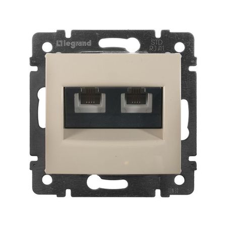 розетка двойная RJ11 Legrand Celiane телефонная пластиковая слоновая кость