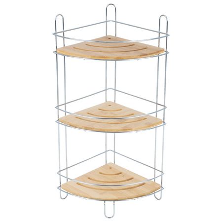 полка угловая 3-ярусная РЫЖИЙ КОТ Bamboo бамбук хром