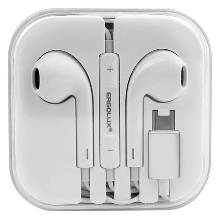 наушники вкладыши проводные Type-C ERGOLUX ELX-WHP03-С01 белый