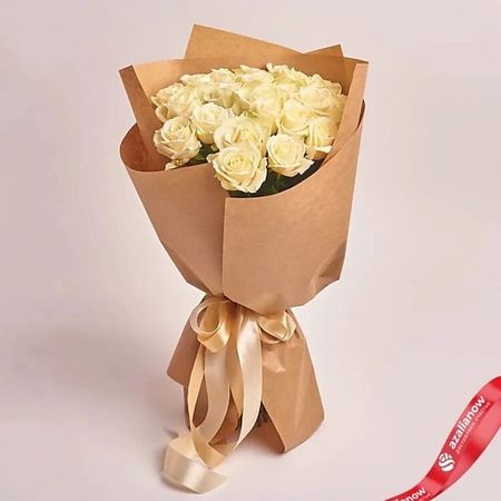 Букет живых цветов AZALIANOW ЦВЕТЫ. ПОДАРКИ. ДЕКОР Букет из 25 белых роз в крафте
