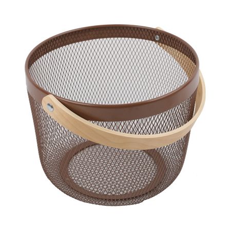 корзина TODELIA Netty 250х245х185мм с ручкой металл/дерево коричневый