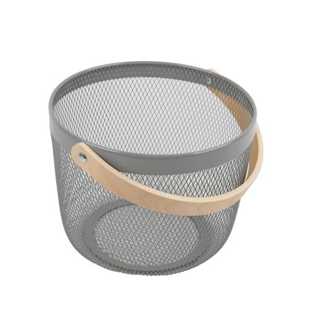 корзина TODELIA Netty 250х245х185мм с ручкой металл/дерево серый