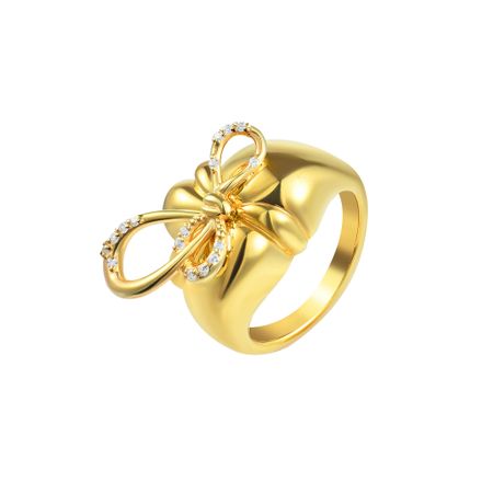 VIVA LA VIKA Кольцо Crystal Pierced Bow Ring - Gold