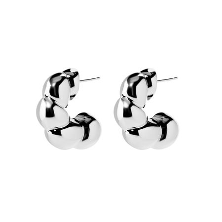 PLAIN STUDIO Серьги Plump Curved Earrings – Silver