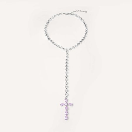 MYSTIQUE MIRAGE Колье Waterfall Violet Cross Necklace