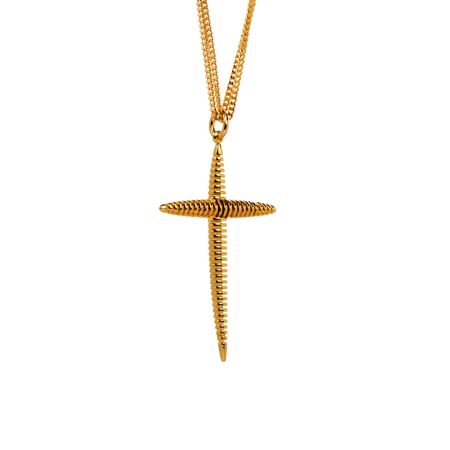 FREE FORM Колье Gold Futuristic Cross With Chain