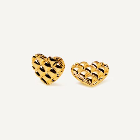 VIVA LA VIKA Клипсы Stitched Heart Earrings - Gold
