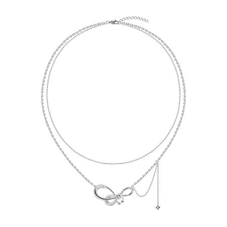 VIVA LA VIKA Колье Crystal Pierced Bow Necklace - Silver