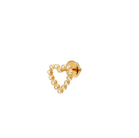 VIVA LA VIKA PIERCING LAB Пусет Diamond Open Heart Stud Earring – Gold
