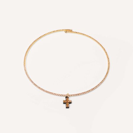MYSTIQUE MIRAGE Колье Cubic Cross Necklace – Black Yelllow