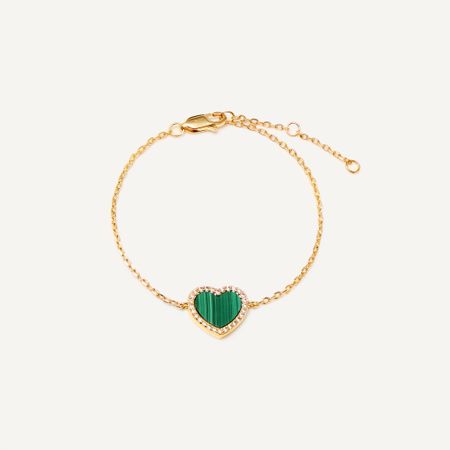 PLAIN STUDIO Браслет Malachite Heart Bracelet - Gold