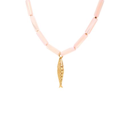 HOLLY JUNE Колье Gold Fish Tube Necklace - Pink