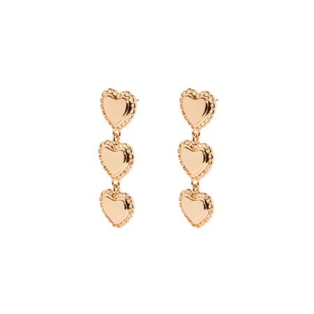 PETIT MOMENTS Серьги Trio Heart Drop Earrings - Gold