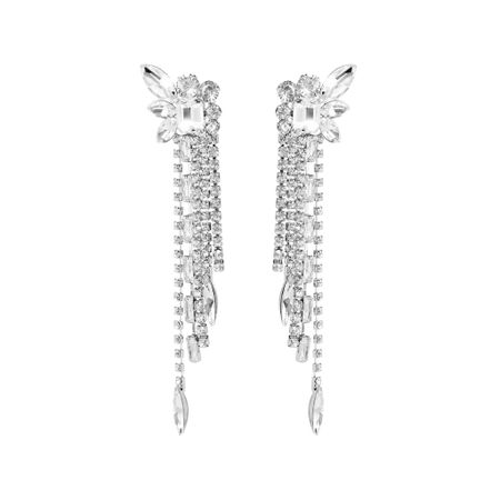 FREE FORM Серьги Silver Mirrored Earrings With Lots Of Crystals
