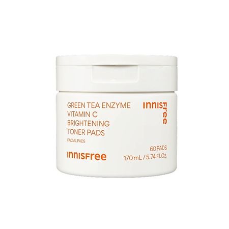 Диски для эксфолиации INNISFREE Обновляющие пэды с витамином С и энзимами зелёного чая для выравнивания тона кожи Green Tea Enzyme Vitamin C Brightening Toner Pads