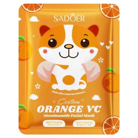Маска для лица SADOER Маска для лица Cartoon осветляющая с экстр. цитруса и никотинамидом
