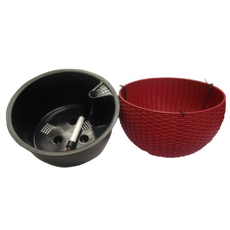 кашпо подвесное 4,7л d26см h16см бордо с указателем уровня воды