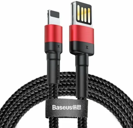 Кабель Baseus Cafule USB/Lightning 2.4A 100см (CALKLF-G91) (черный/красный)