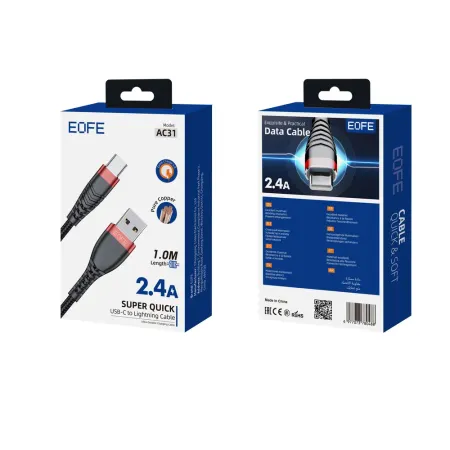 Кабель Eofe USB/Type-C 2.4A 100см (черный) (AC31) игорь кронидович никифоров материалы электротехнических и радиоэлектронных устройств учебное пособие