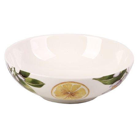 тарелка TODELIA Лимоны 18,3см глубокая костяной фарфор