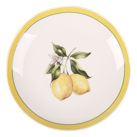 тарелка TODELIA Лимоны 23см обеденная костяной фарфор