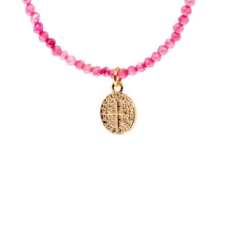 HOLLY JUNE Колье Tiny Coin Necklace - Pink