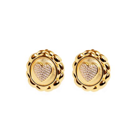 VIVA LA VIKA Клипсы Clear Hearted Honours Earrings - Gold