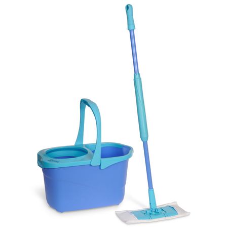 набор для уборки SPONTEX Express System+: ведро 7л с отжимом + поломой 130см микрофибра, пластик