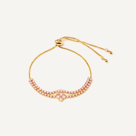 DÉJÀ VU Браслет Daintith Pink Clover Bracelet - Gold