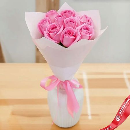 Букет живых цветов AZALIANOW ЦВЕТЫ. ПОДАРКИ. ДЕКОР Букет из 9 роз 40 см в белой бумаге 