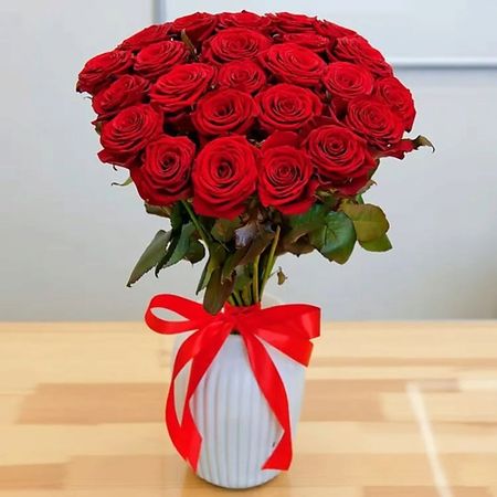 Букет живых цветов AZALIANOW ЦВЕТЫ. ПОДАРКИ. ДЕКОР Классический букет 23 красные розы 40 см