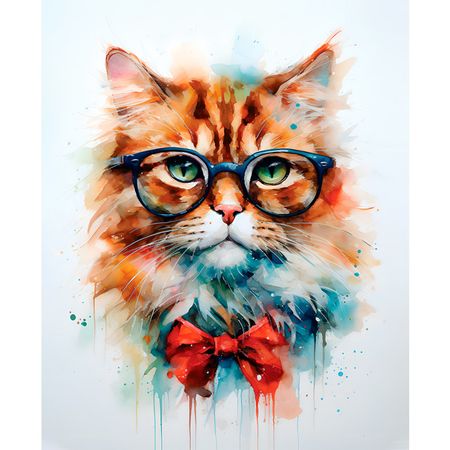 картина на холсте Кот в акварели 400х500мм картина по номера на холсте тм lori лагуна в тайланде 40х50см